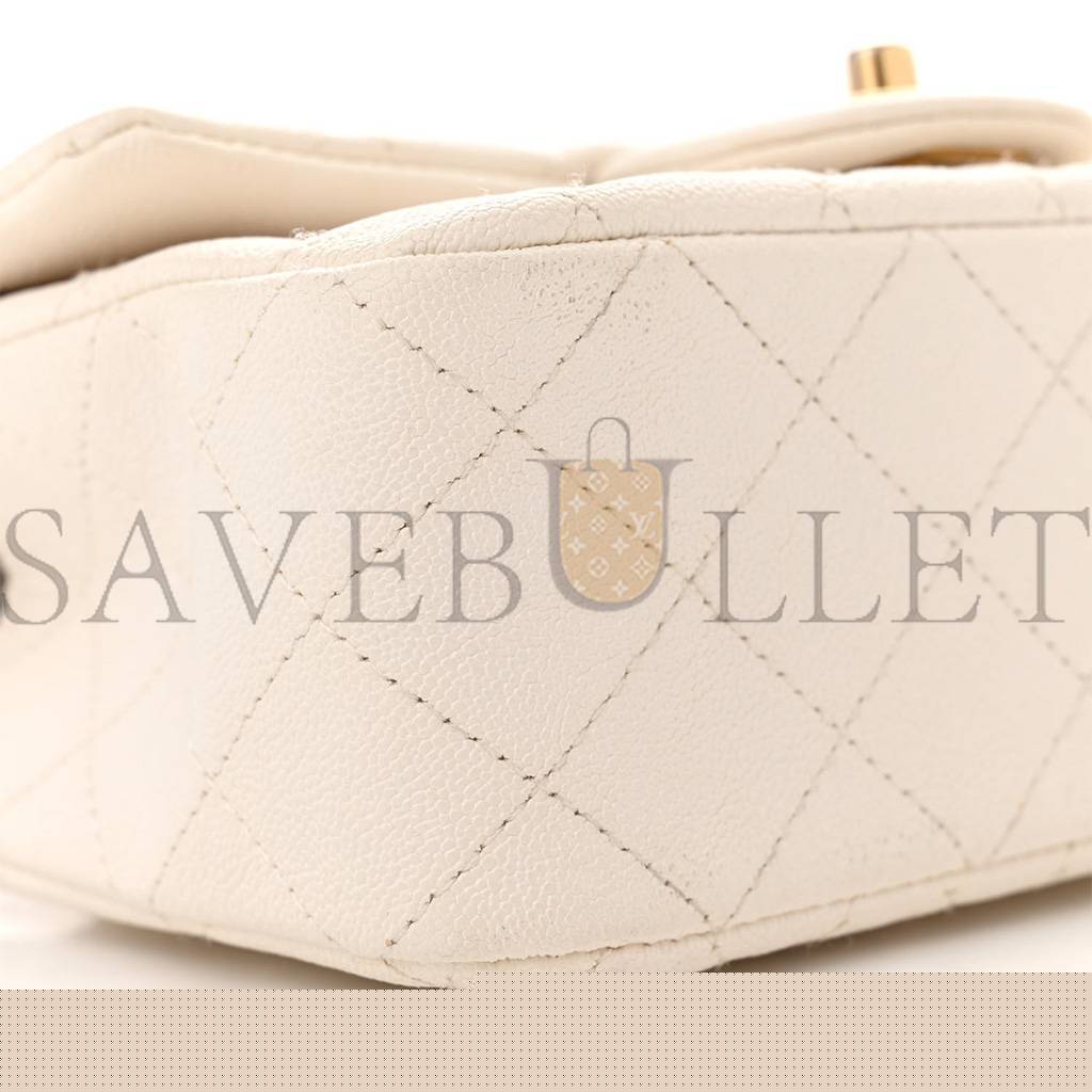 Ch*el master  caviar quilted mini top handle rectangular flap white as2431 (20*13*9cm)